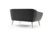 Rear view of a dark gray upholstered sofa with light wooden legs, set against a white background. Náhľad obrázku produktu