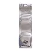 A silver resealable pouch with a black logo and text on it, isolated on a white background. Produktbild-Vorschau