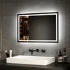 A modern bathroom vanity with a sink, faucet, and an illuminated mirror. Produktbild-Vorschau