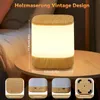 A bedside table with a lamp and several smaller images showing details of the lamp. Produktbild-Vorschau
