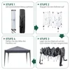 Instructions for assembling a pop-up tent, divided into four steps. Produktbild-Vorschau