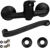 A black wall-mounted faucet with its shower arm and mounting accessories, displayed on a white background. Náhled obrázku produktu