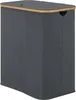 A dark gray laundry basket with a wooden lid. Náhled obrázku produktu