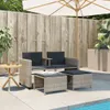 vidaXL Gartensofa 2-Sitzer mit Tisch und Hockern Hellgrau Produktbild-Vorschau 3