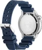 Close-up view of the back of a watch with a blue rubber strap. Anteprima dell’immagine prodotto