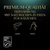 Marketing image for premium cat food, highlighting natural ingredients and specific protein sources (salmon and chicken). Anteprima dell’immagine prodotto