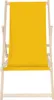A front view of a yellow canvas deck chair with a wooden frame, presented on a white background. Produktbild-Vorschau