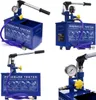 A collage of four images showing different views of a blue pressure testing pump. Anteprima dell’immagine prodotto