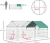 Diagrams and measurements of a pet enclosure, with a silhouette of a person for scale. Podgląd zdjęcia produktu