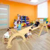 JOIEYOU Voľne stojace lezecké steny pre deti 4 v 1 Drevená Náhľad obrázku produktu 4