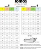 A shoe size chart for men and women, with additional information on foot width and comfort. Voir les images du produit