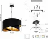 Diagrams showing dimensions and assembly instructions for a pendant lamp. Anteprima dell’immagine prodotto