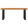 A wooden bench with black metal legs on a white background. Náhled obrázku produktu