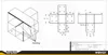 Technical drawing of a pergola corner connector with isometric view and detailed diagrams. Produktbild-Vorschau
