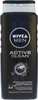 A black bottle of NIVEA MEN ACTIVE CLEAN 3-in-1 shower gel. Podgląd zdjęcia produktu