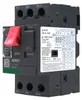 A close-up studio shot of a black motor circuit breaker. Voir les images du produit