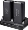 Two black power banks are placed in a black charging dock. Produktbild-Vorschau