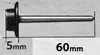 A close-up of a metal nail with a wide head, with measurement markings indicating 5mm and 60mm. Anteprima dell’immagine prodotto