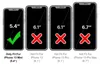A size chart showing different iPhone models and indicating which ones are compatible with a product. Náhled obrázku produktu
