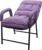 A purple upholstered chair with black metal legs, shown from the front. Produktbild-Vorschau