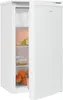 A white refrigerator with its door ajar, revealing contents. Produktbild-Vorschau