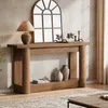 A wooden console table with decorative items in a room. Podgląd zdjęcia produktu