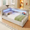 A modern bed with LED lighting and a tablet on it, placed in a room. Náhled obrázku produktu