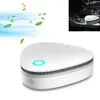 A white air purifier with a blue power button is shown on a white background. In the upper left corner, there is a graphic of blue air currents and green leaves, suggesting air purification. A small inset image in the upper right shows the air purifier pla Produktbild-Vorschau
