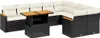 vidaXL 10-tlg. Garten-Sofagarnitur mit Kissen Schwarz Poly Produktbild-Vorschau 1