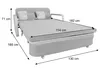 A diagram showing the dimensions of a sofa bed. Produktbild-Vorschau