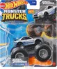A Hot Wheels Monster Truck toy in its packaging, featuring a silver and blue Nissan Skyline car on oversized black wheels. The packaging includes branding and product details. Podgląd zdjęcia produktu