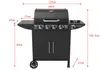 A black gas grill with dimensions labeled on the image. Podgląd zdjęcia produktu