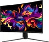 A curved computer monitor displaying a colorful abstract image. Produktbild-Vorschau