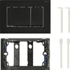 A black Geberit Sigma20 flush plate and its mounting frame are shown against a white background. Produktbild-Vorschau