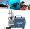 A collage of images showing an inflatable boat, a scuba diver, a person holding an air rifle, and a high-pressure air compressor. Náhľad obrázku produktu
