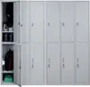 A row of gray metal lockers with multiple compartments. Produktbild-Vorschau
