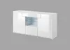 A white modern sideboard with glass shelves and LED lighting. Podgląd zdjęcia produktu