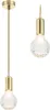 Two pendant lights with gold fixtures and clear, textured glass bulbs against a white background. Produktbild-Vorschau