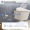 Diagram showing the water connection for a bidet toilet seat, illustrating the installation of a T-piece, filter, and water supply hose. Podgląd zdjęcia produktu