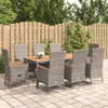 vidaXL 9-tlg. Garten-Essgruppe mit Kissen Grau Poly Rattan Produktbild-Vorschau 2