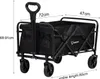 A black folding wagon with dimensions indicated by text overlays. Produktbild-Vorschau