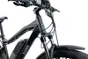 Close-up view of the front of a black electric mountain bike. Produktbild-Vorschau