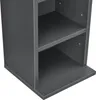 A close-up view of the corner of a dark gray shelving unit, showing two shelves and the base. Náhľad obrázku produktu