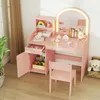 COSTWAY Set da trucco 2 in 1 per bambini, tavolino da Anteprima dell’immagine prodotto 9