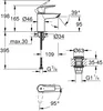 Technical drawing with dimensions for a faucet. Anteprima dell’immagine prodotto