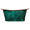 A freestanding bathtub with a green, textured exterior and a copper rim, shown against a white background. Podgląd zdjęcia produktu