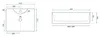 Technical drawings of a rectangular washbasin with dimensions indicated. Anteprima dell’immagine prodotto
