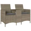 vidaXL Gartensofa 2-Sitzer mit Tisch und Kissen Grau Poly Produktbild-Vorschau 1