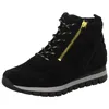 A black leather boot with a gold zipper and laces, shown against a white background. Produktbild-Vorschau