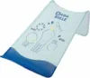 A light blue baby bath seat with cartoon sea creatures printed on it, and a blue mesh section at the bottom. Produktbild-Vorschau